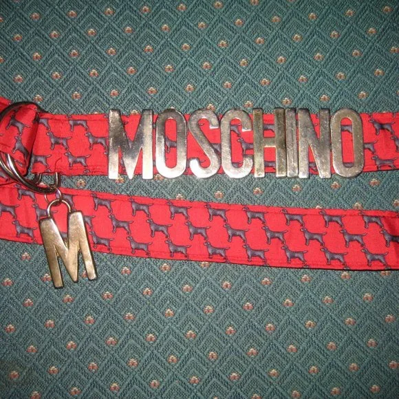 ❤️MOSCHINO Slide Letter Belt with Removeable Letters SZ 32-36 Pointer Dog Theme Vintage Moschino Letter Belt - Raleigh Vintage main image 4